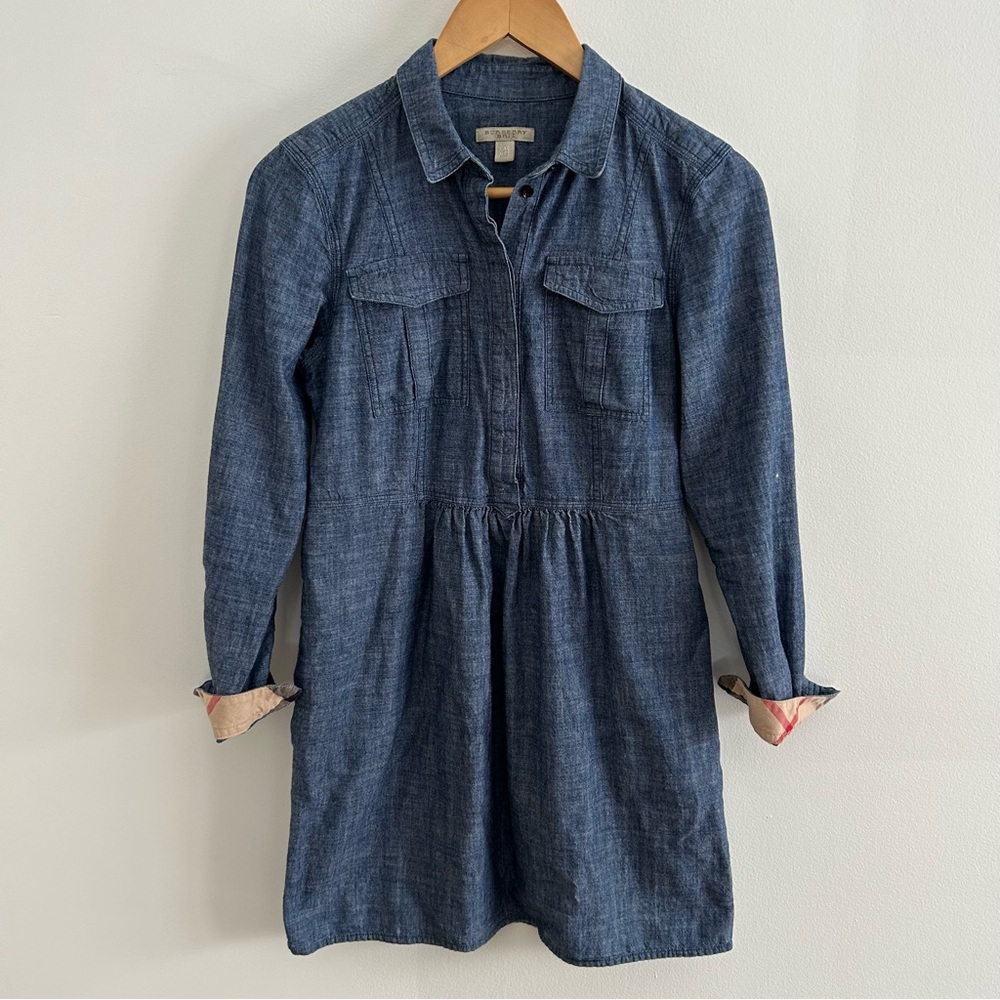 Burberry Blue Long Sleeve Denim Shirt Dress